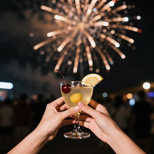 Blurry Nighttime Cocktail Glass POV