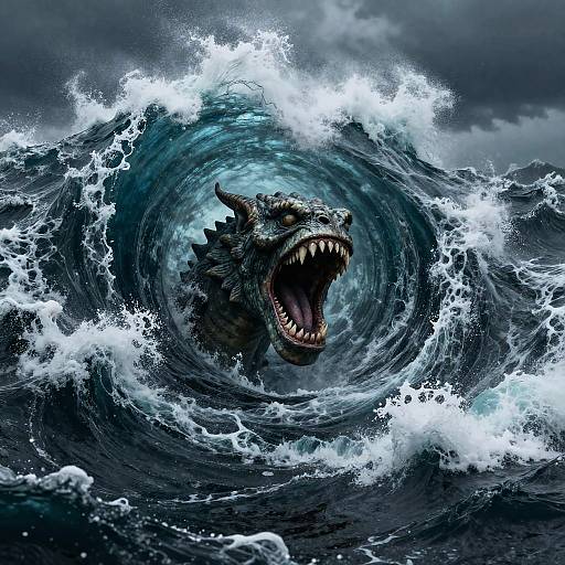 Charybdis Whirlpool with Ocean Monster