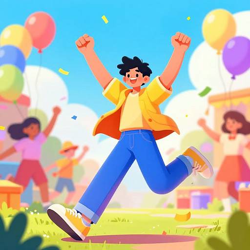 Youthful Festival Celebration Illustration