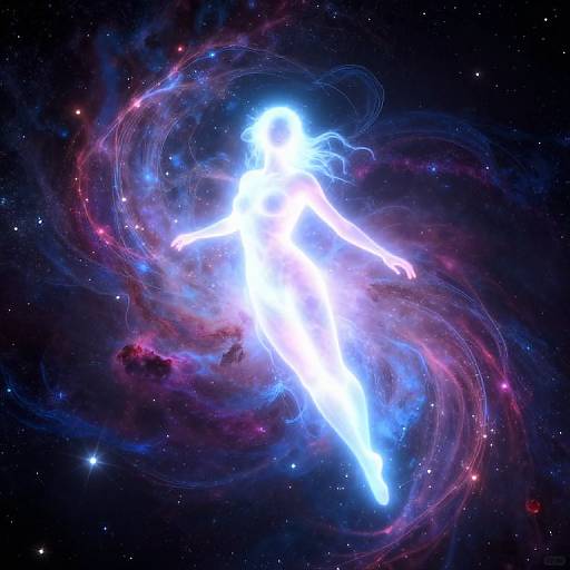 Ethereal Figure in Vibrant Nebula