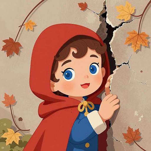 Curious Child Peeking Through Wall