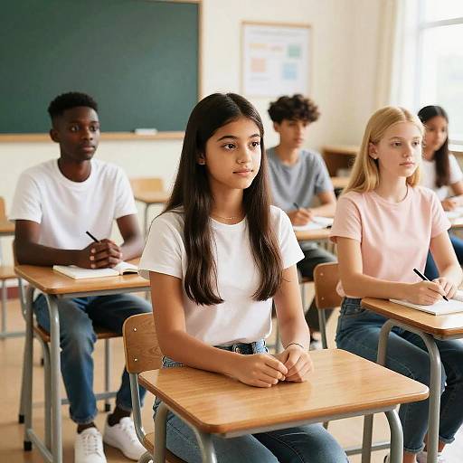 Realistic Classroom Portrait: Diverse Students