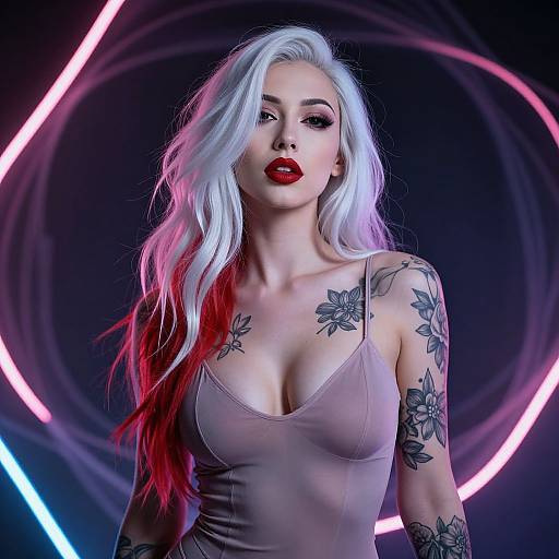 Ethereal Woman with Neon Glow