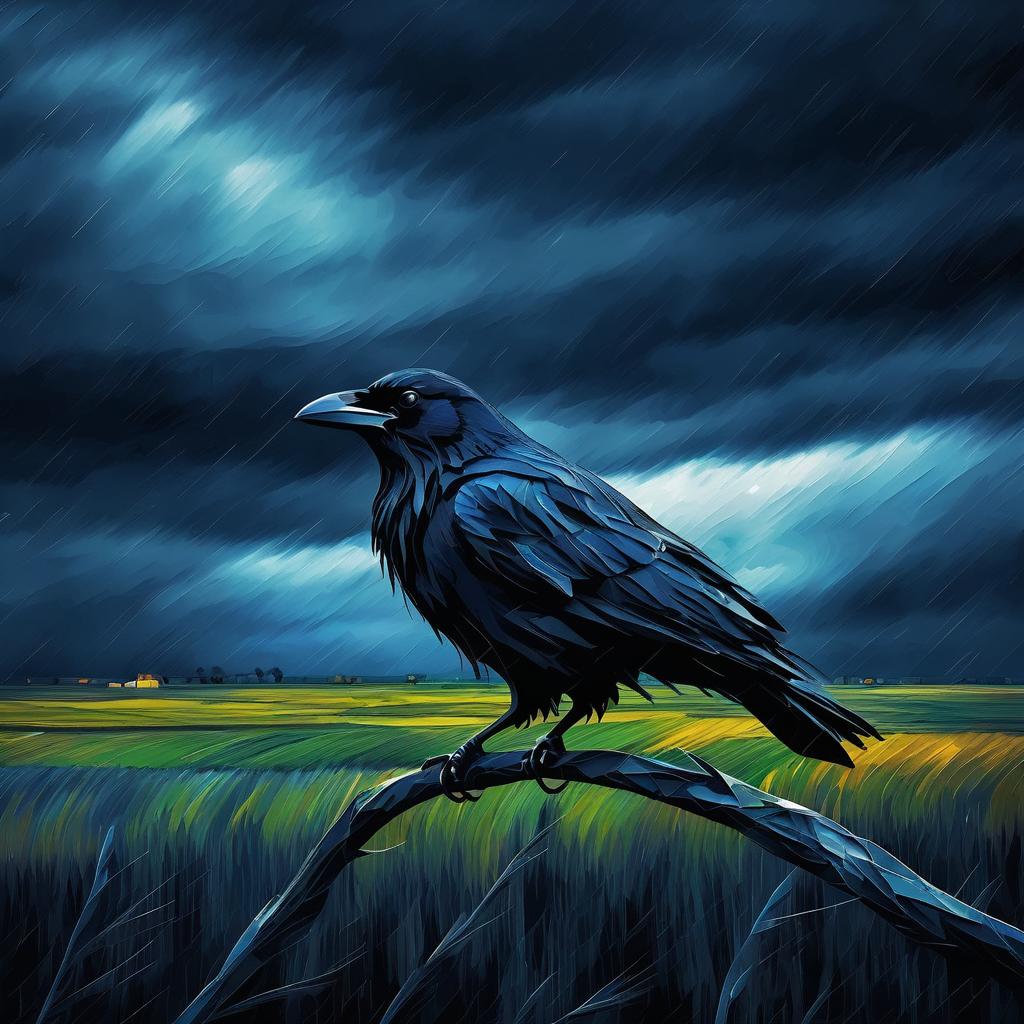 Mysterious Crow in Van Gogh Style