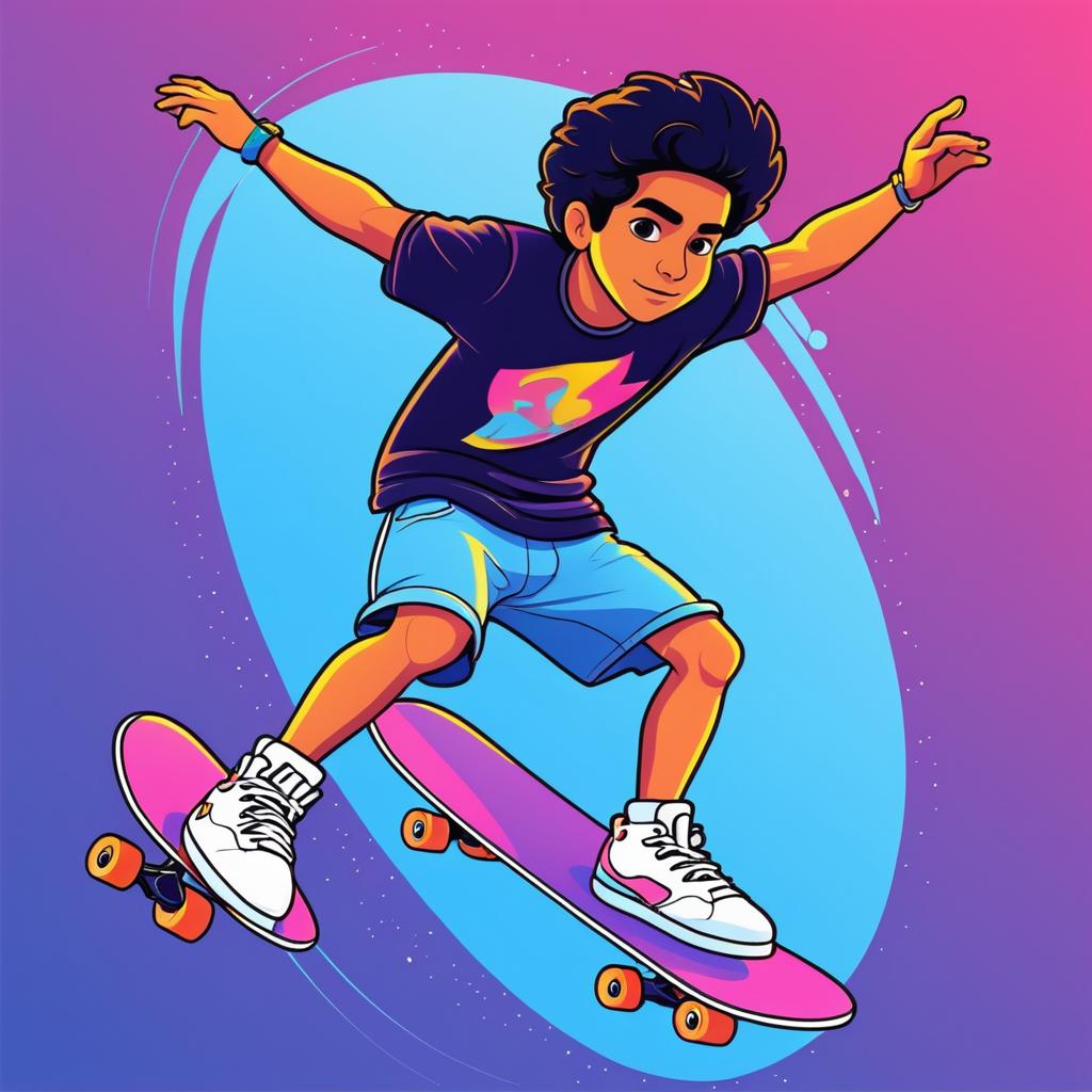 Cartoon Skateboarder Vector Art Design