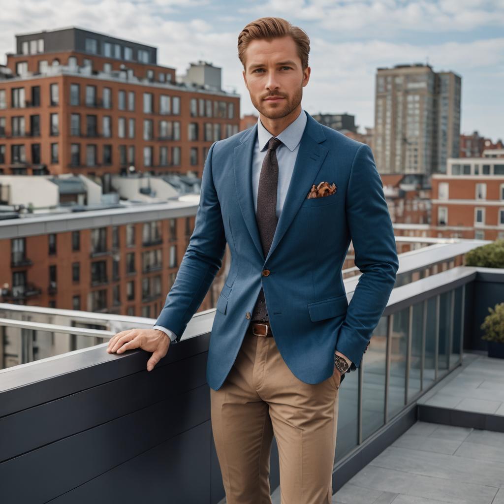 Dapper Gentleman in Stylish Rooftop Outfit