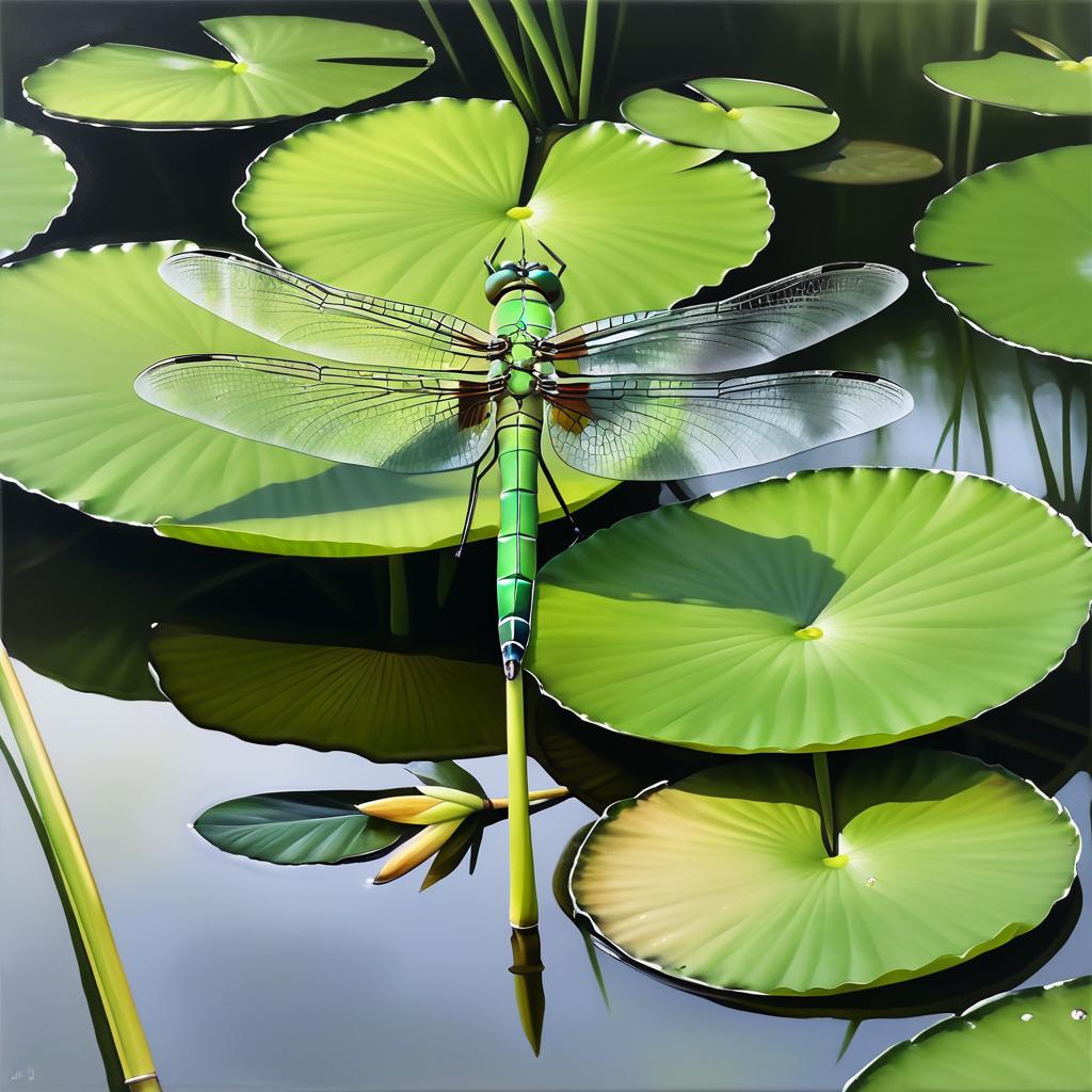 Majestic Dragonfly on Lily Pad