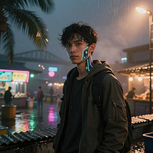 Neon-Lit Lagos Cyberpunk Hacker Portrait