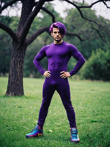 Purple Costume Male Outdoors Portrait