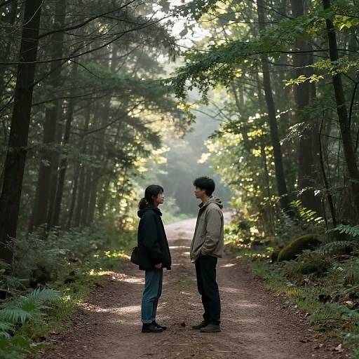 Heartfelt Conversation in Serene Forest