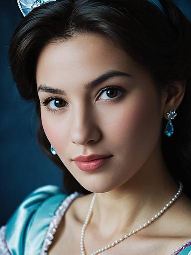 Close-up of Woman in Blue Princess Costume