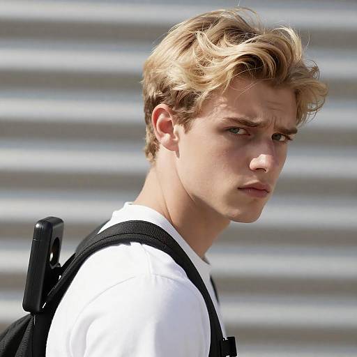 Young Blonde Man With Intense Expression