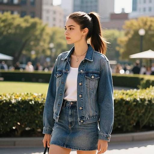 Sleek Ponytail Fashion in City Park