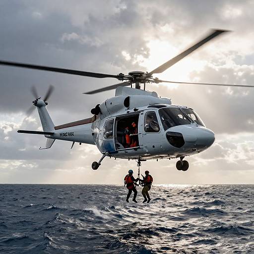 USN Helicopter Rescue Over Ocean