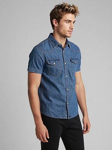 Fitted Denim Shirt Studio Portrait