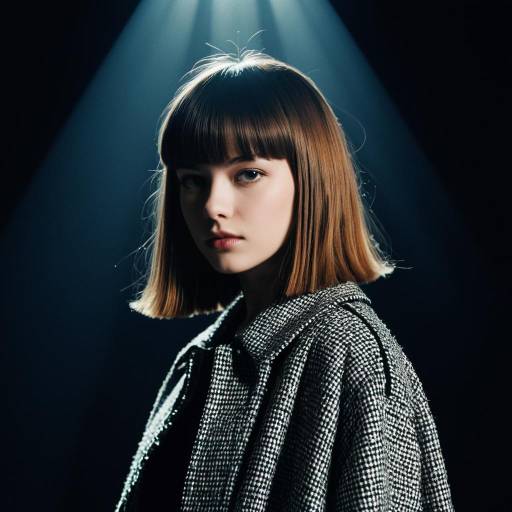 Teenage Girl with Full Bangs and Avant-Garde Jacket