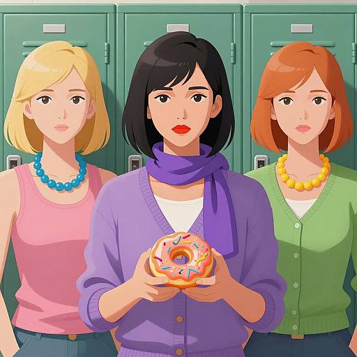 Stylish Women in Front of Lockers