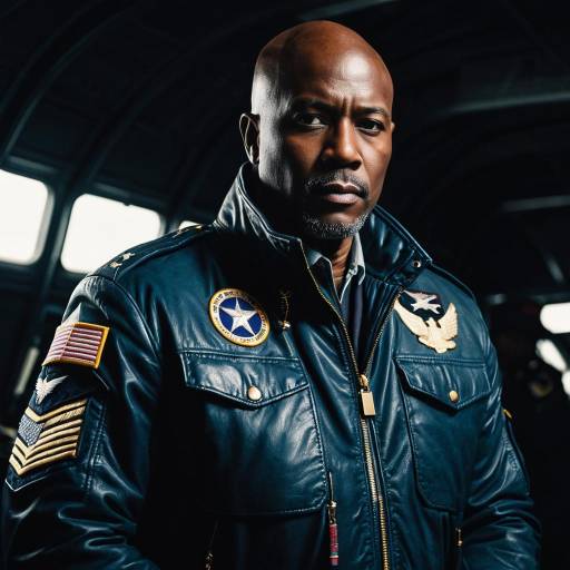African American Male in Military Aviator Jacket