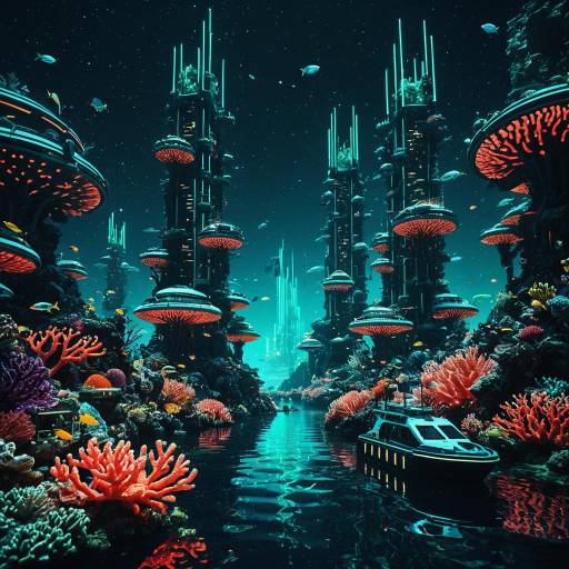 Futuristic Bioluminescent Coral Reef City