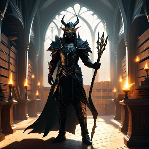 Elven Mage Portrait in Ancient Library