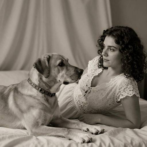 Intimate Sepia Scene with Woman and Dog