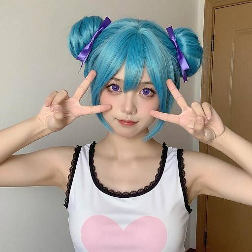 Playful Woman with Turquoise Hair