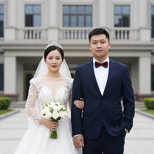 Elegant Groom and Bride Pre-Wedding Pose