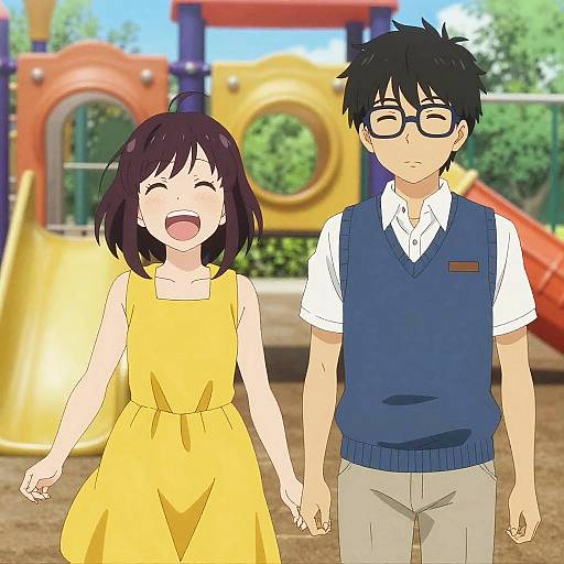 Childhood Friends in Vibrant Playground