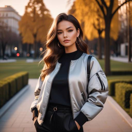 Confident Girl in Stylish Urban Park