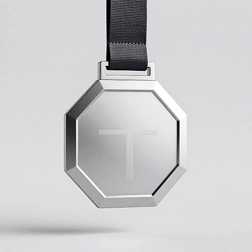 Modern Geometric Chrome Medal