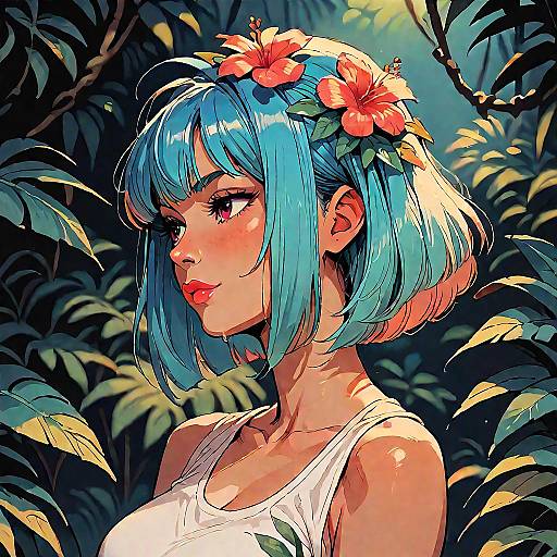 Tan Girl in Jungle Anime Scene
