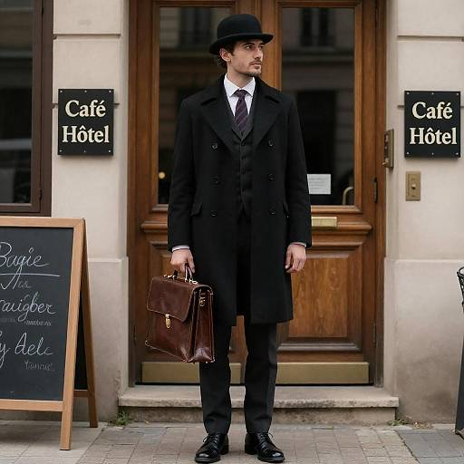 Classic Man in Suit at Café Hôtel