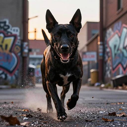 Dynamic Black Russian Terrier Urban Storm