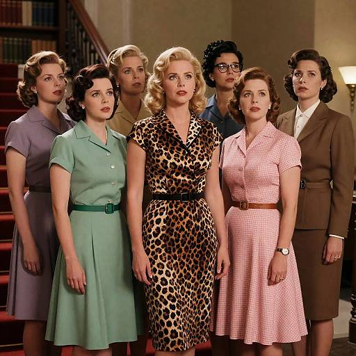 1950s Women Group Portrait in Vintage Attire