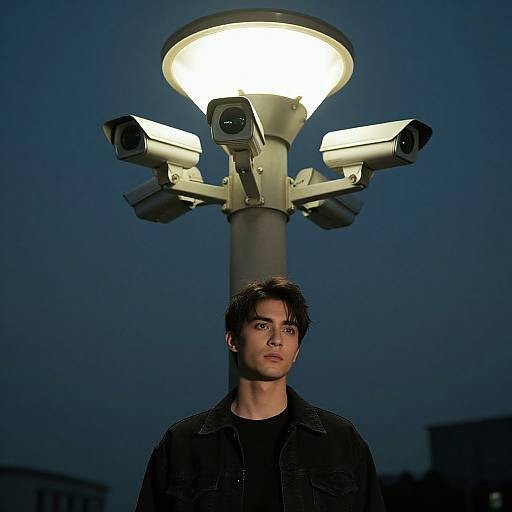 Solitary Man Under Watchful Gaze