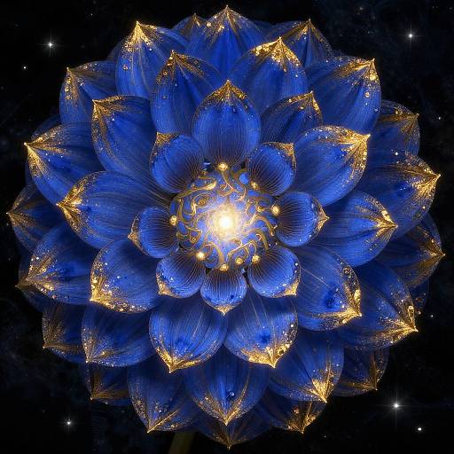 Bioluminescent Nebula Dahlia Fractal Bloom