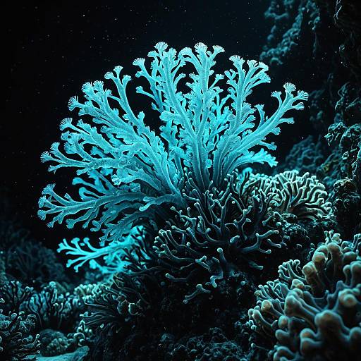 Bioluminescent Coral Polyps in Abyssal Ocean