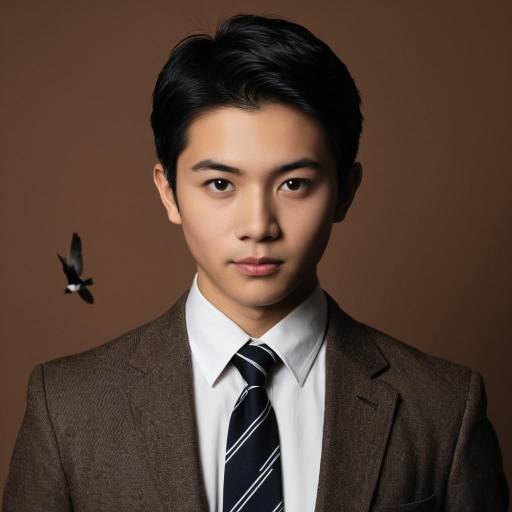 Young Man in Business Attire with Flying Bird