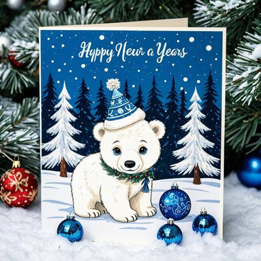 Disney-style New Year's Polar Bear Card