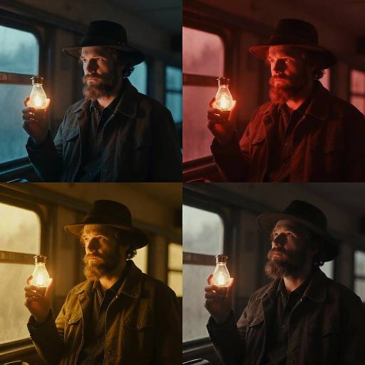 Bearded Man in Moody Vintage Train