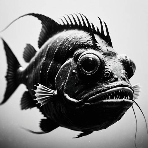 Ultra-Realistic Monochrome Deep-Sea Anglerfish Portrait
