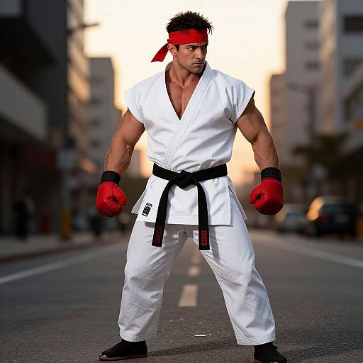 Muscular Ryu in Urban Sunset