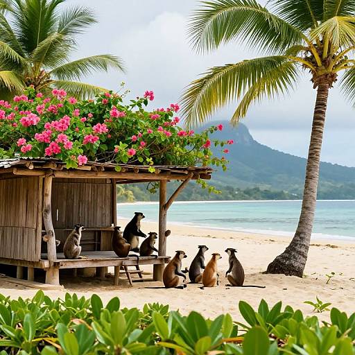 Tropical Beachside Animal Gathering