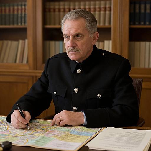 Older Military Officer at Desk