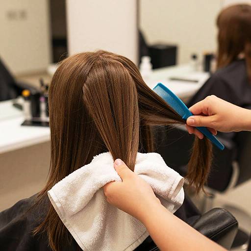 Salon Hair Styling with Comb and Towel