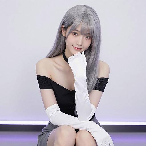 Portrait of Silver-Haired Woman Sitting