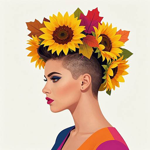 Floral Mohawk Digital Illustration