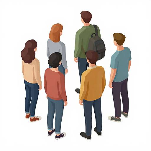 Isometric Group of Five People Standing