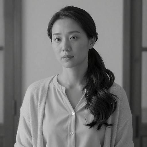 Asian Woman in Black and White Portrait