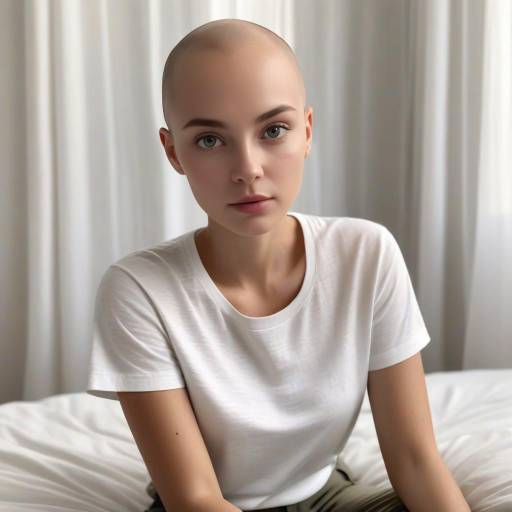 Portrait of Young Woman with Shaved Head